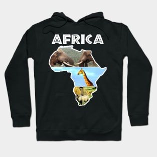 African Continent Wildlife Collage Hoodie